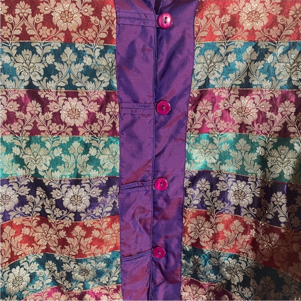 Coldwater Creek Silk Asian-Inspired Floral Design Lightweight Jacket - Picture 2 of 7